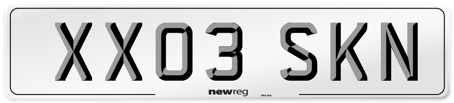 XX03 SKN Number Plate from New Reg